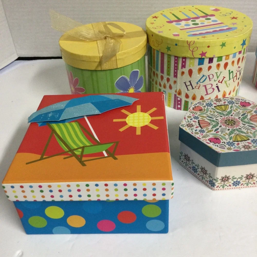 Voila Set of 6 Colorful Gift Boxes, NWOT